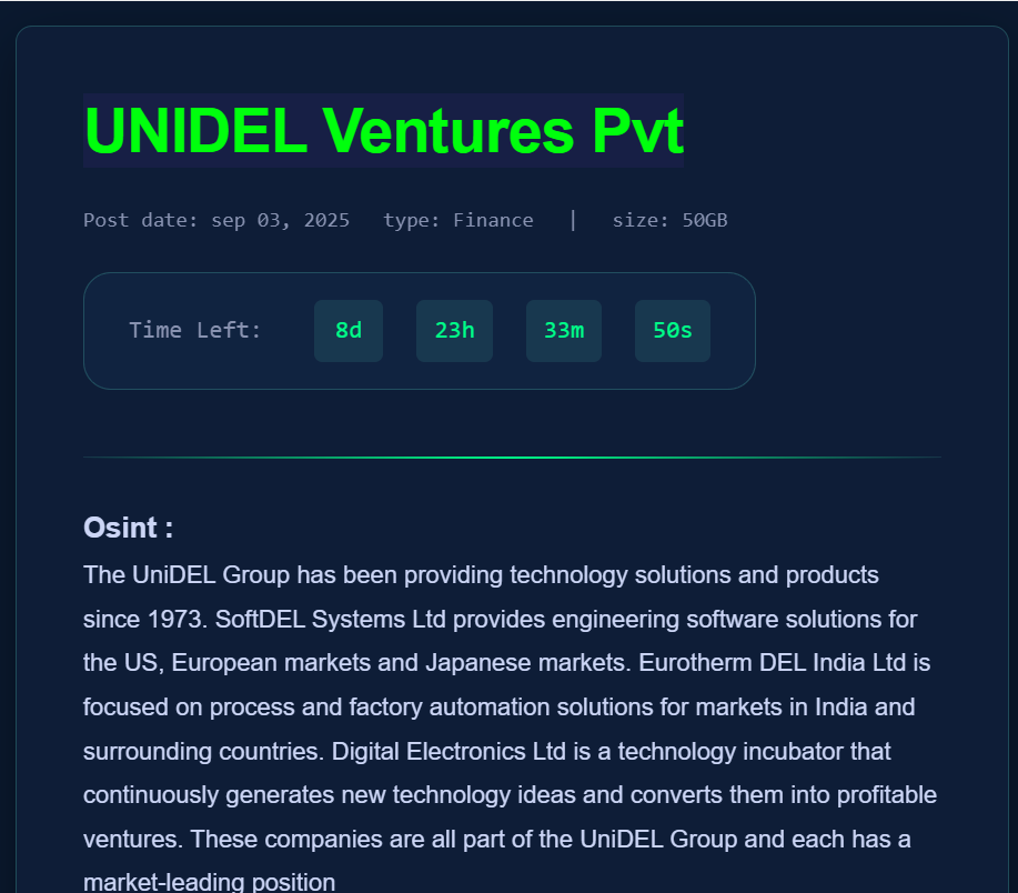 UNIDEL成为Nova勒索软件的受害者