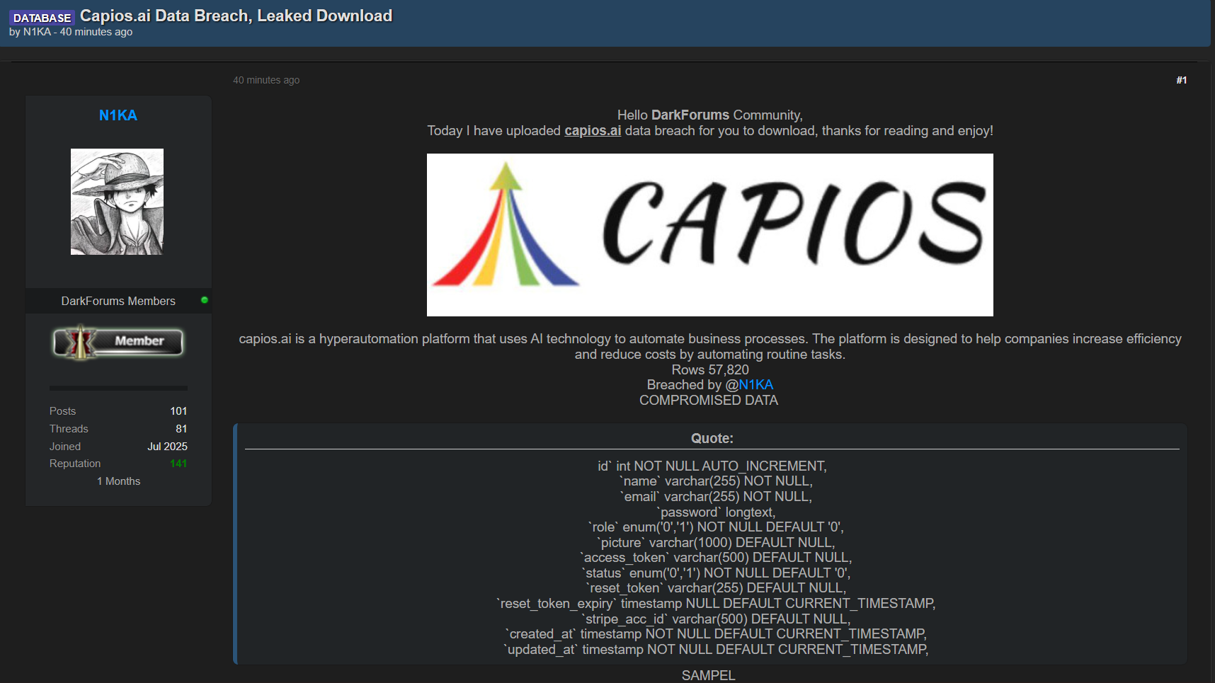 Capios涉嫌数据外泄