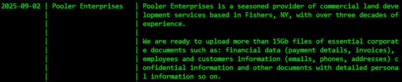 Pooler Enterprises成为Akira勒索软件的受害者