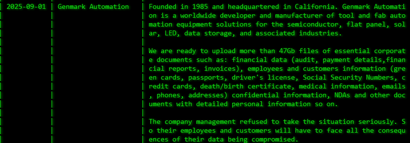 Genmark automation成为Akira勒索软件的受害者