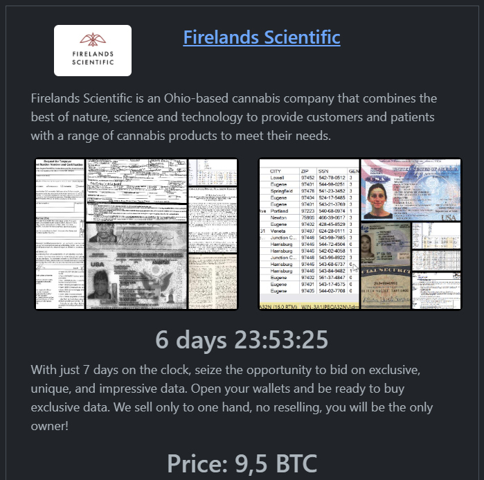 Firelands Scientific成为RHYSIDA勒索软件的受害者