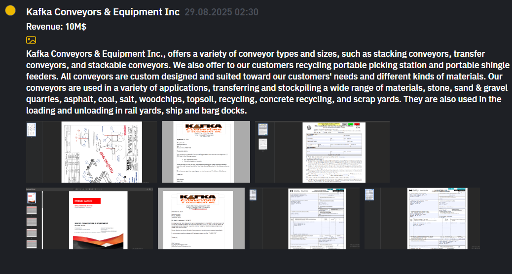 Kafka Conveyors&Equipment Inc.成为INC RANSOM勒索软件的受害者