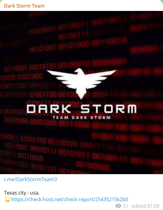 Dark Storm Team瞄准德克萨斯城网站