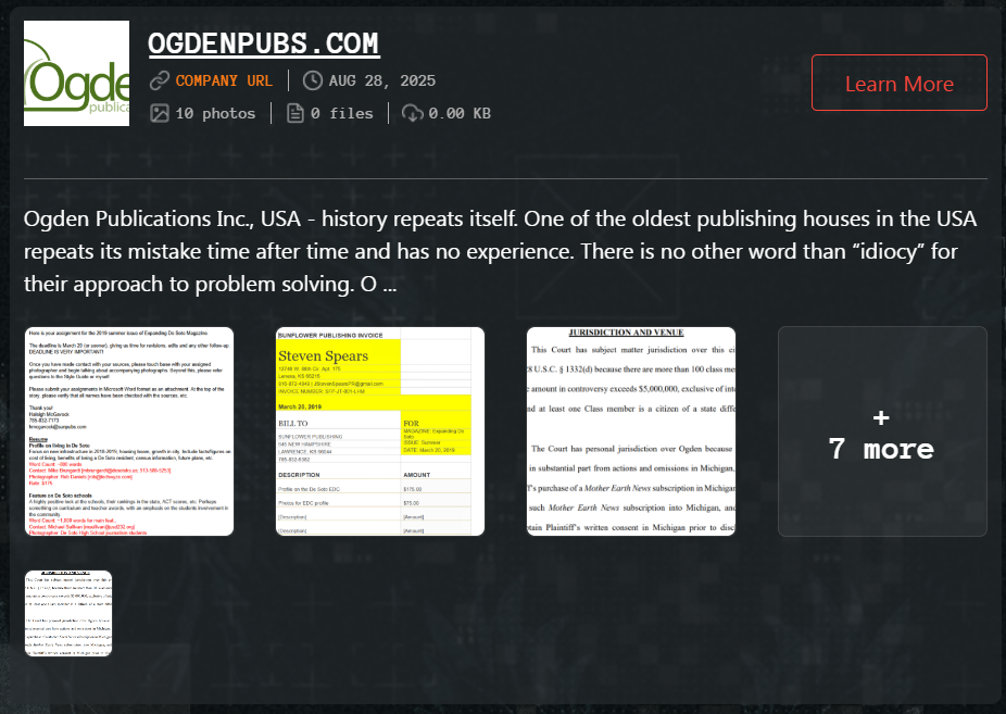 Ogden Publications成为Qilin勒索软件的受害者