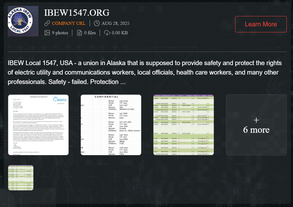 Alaska IBEW成为Qilin勒索软件的受害者
