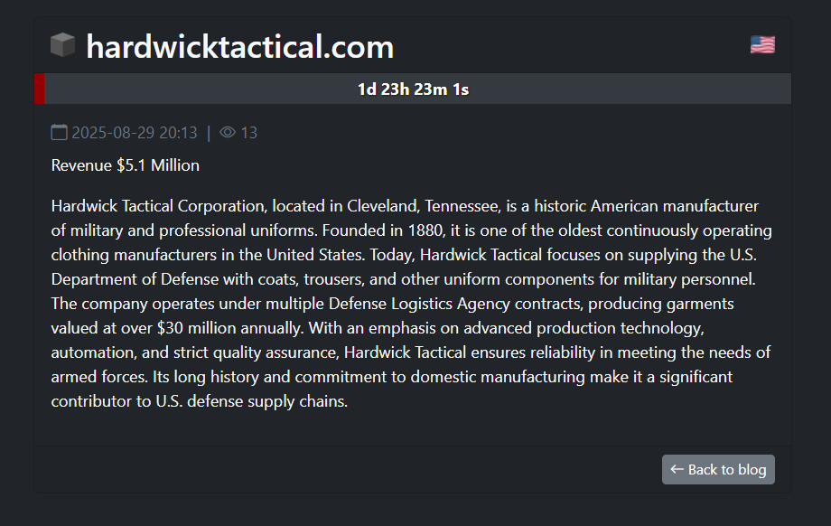 Hardwick Tactical成为SAFEPAY勒索软件的受害者