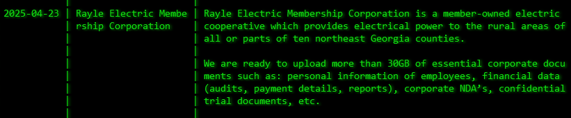 Rayle Electric会员公司成为Akira勒索软件的受害者