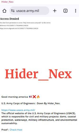 Hider_Nex针对美国陆军工程师Corps网站