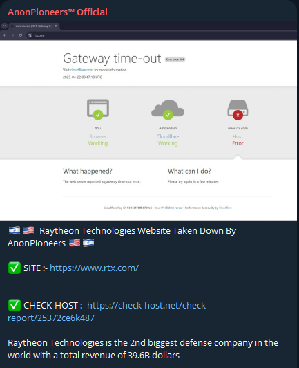 AnonPioneers瞄准RTX公司网站