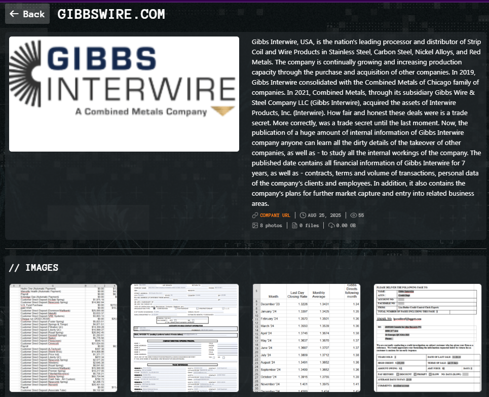 Gibbs Interwire成为Qilin勒索软件的受害者