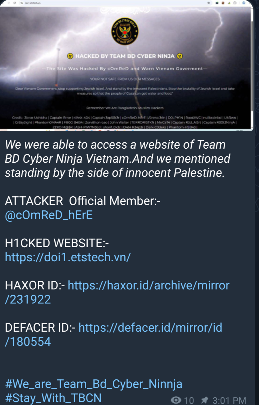 TEAM BD CYBER NINJA瞄准ETS Tech网站