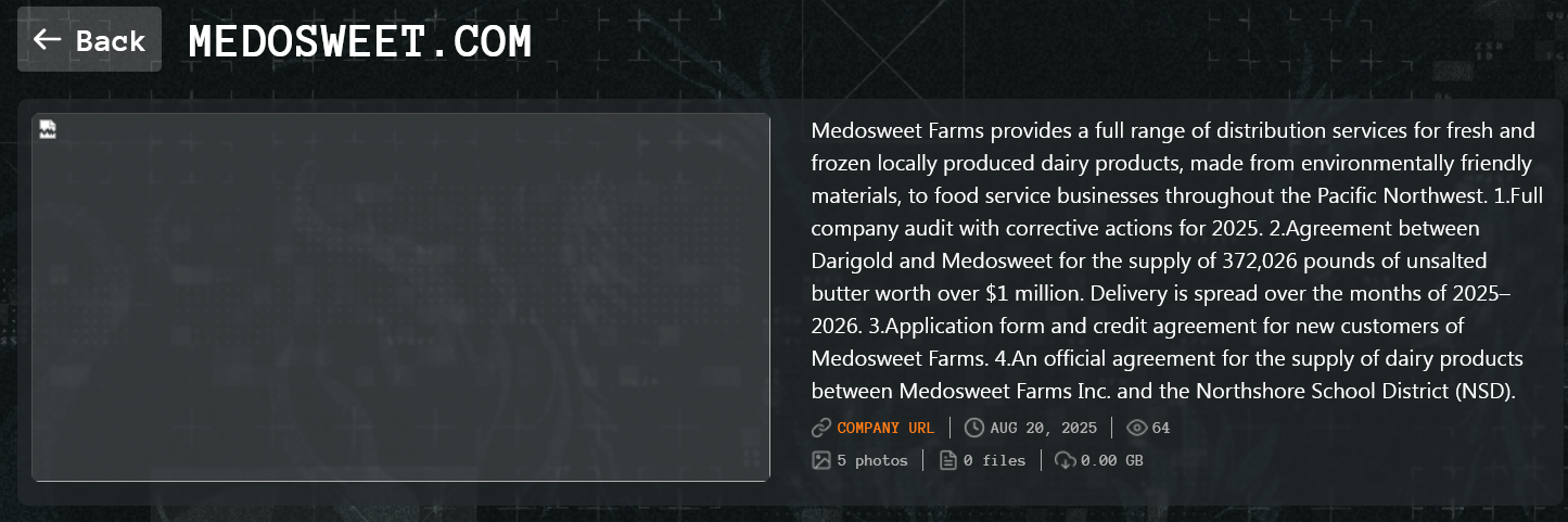 Medosweet Farms Inc.成为Qilin勒索软件的受害者