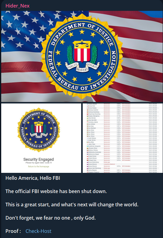 Hider_Nex瞄准Federal调查局(FBI)的韦斯比特
