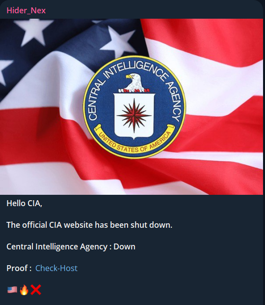 Hider_Nex瞄准中央情报局网站
