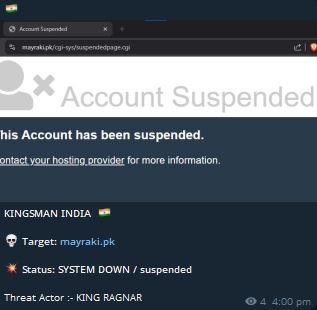 KINGSMAN INDIA瞄准Mayraki网站