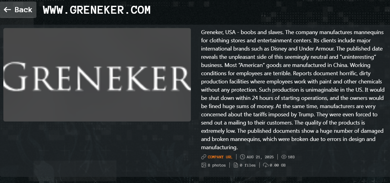 GRENEKER人体模型成为Qilin勒索软件的受害者