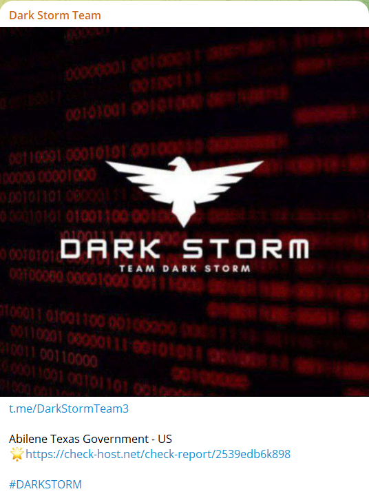 Dark Storm Team瞄准阿比林市网站