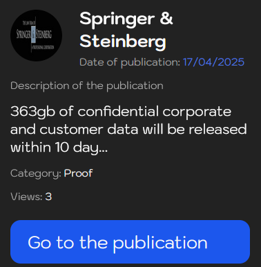 Springer and Steinberg，P.C.成为LYNX勒索软件的受害者