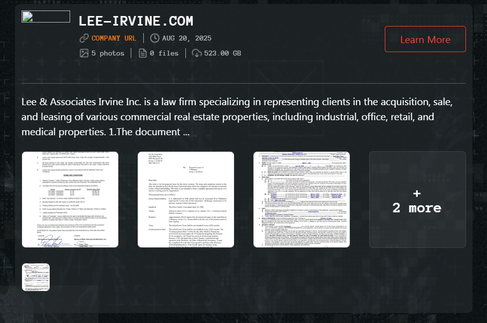 Lee&Associates-Irvine成为Qilin勒索软件的受害者