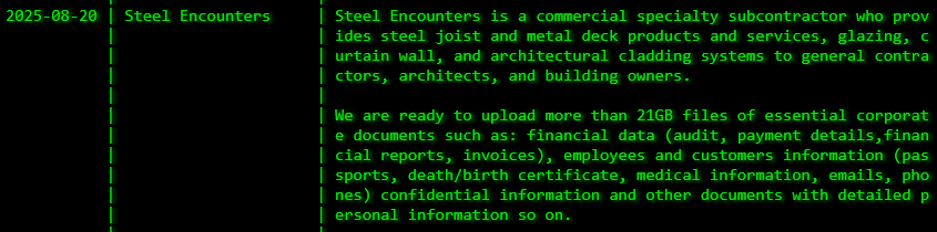 Steel Encounters成为Akira勒索软件的受害者