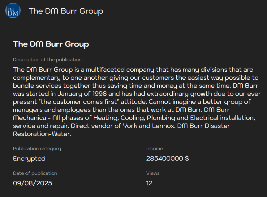 DM Burr Group成为Sinobi勒索软件的受害者