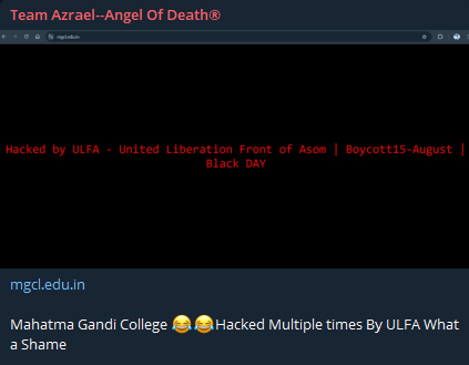 Team Azrael Angel Of Death瞄准圣雄甘地法学院网站