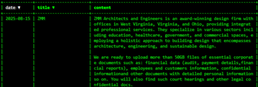 ZMM Architects and Engineers成为Akira勒索软件的受害者