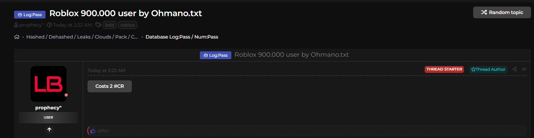 涉嫌数据泄露Roblox