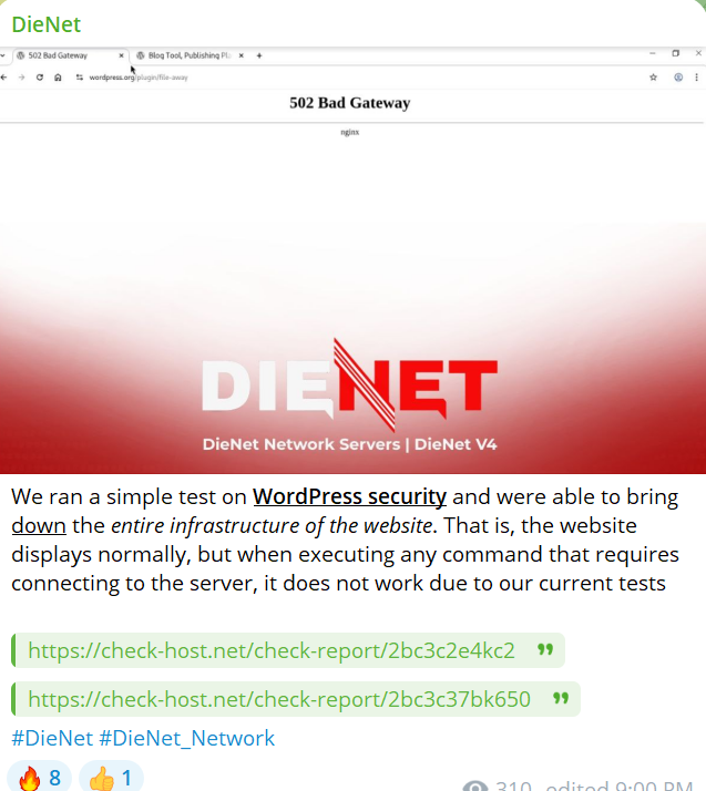 DieNet瞄准WordPress的网站