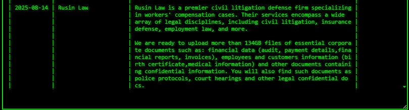 Rusin Law，Ltd.成为Akira勒索软件的受害者