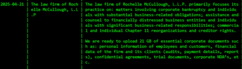 Rochelle McCullough，LLP成为Akira勒索软件的受害者