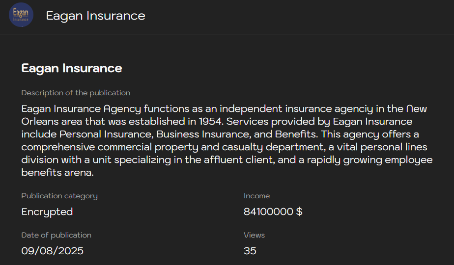 伊根·Insurance成为Sinobi勒索软件的受害者