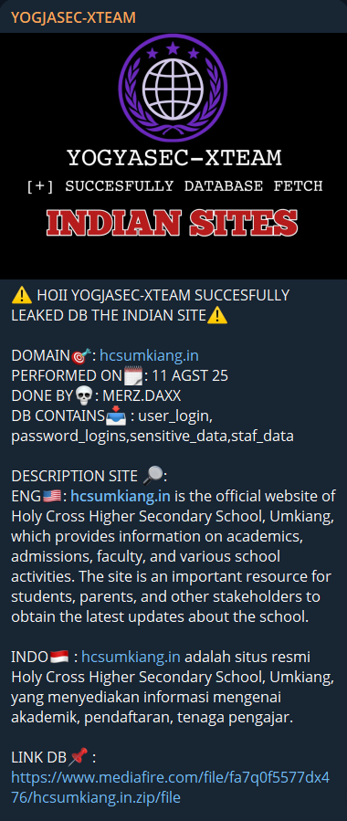 乌姆江圣十字高级中学涉嫌数据泄露