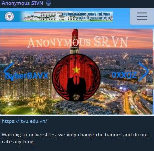 Anonymous SRVN瞄准良荣大学网站