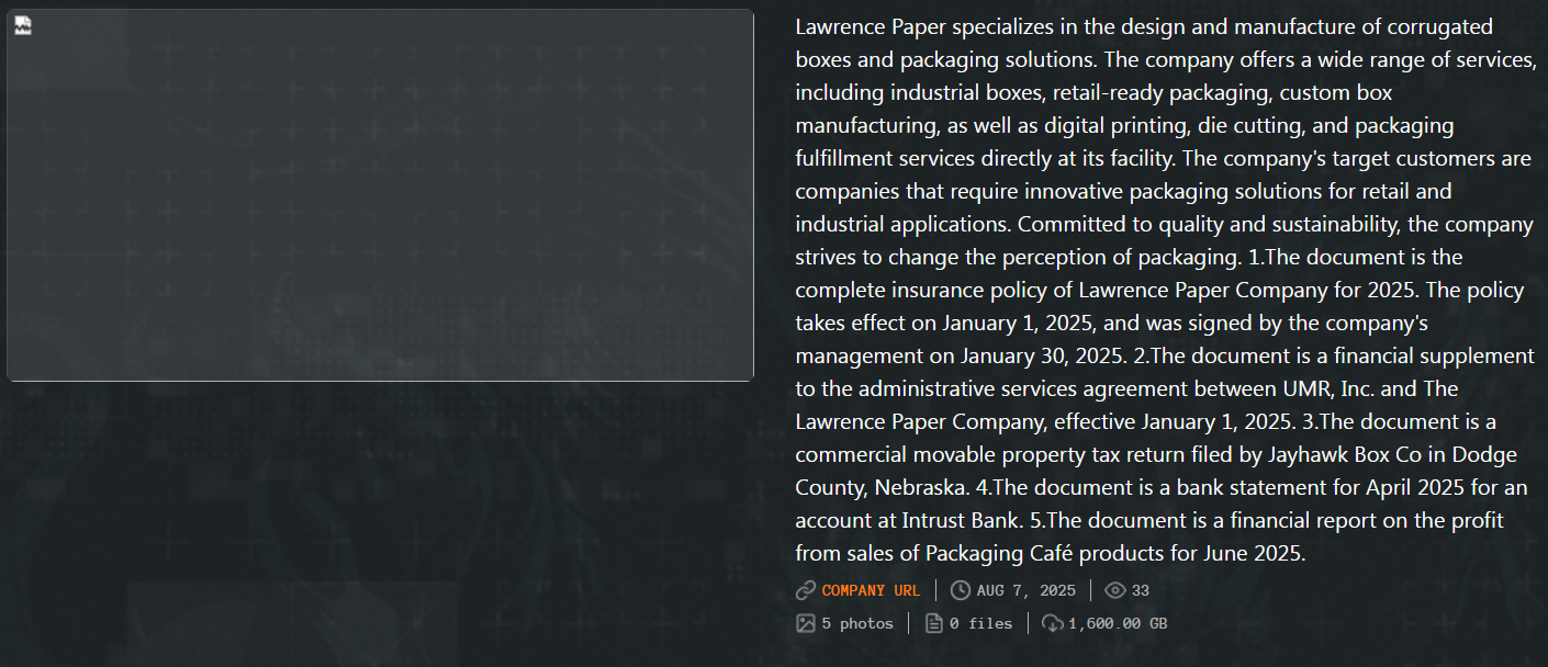 Lawrence造纸公司成为Qilin勒索软件的受害者