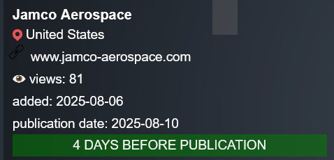 Jamco Aerospace公司成为PLAY勒索软件的受害者