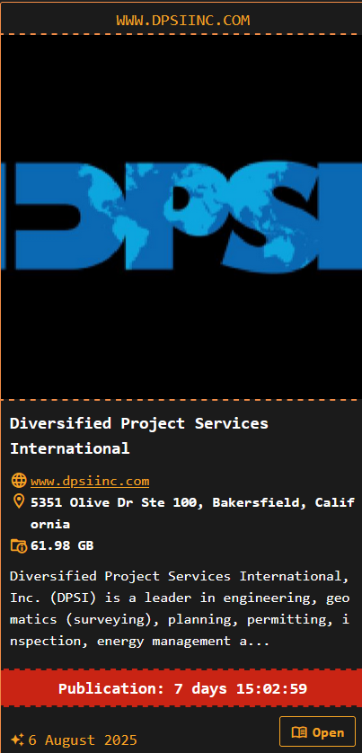Diversified Project Services International、Inc.成为DragonForce勒索软件的受害者