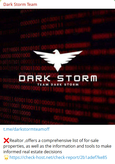 Dark Storm Team瞄准Realtor.com网站