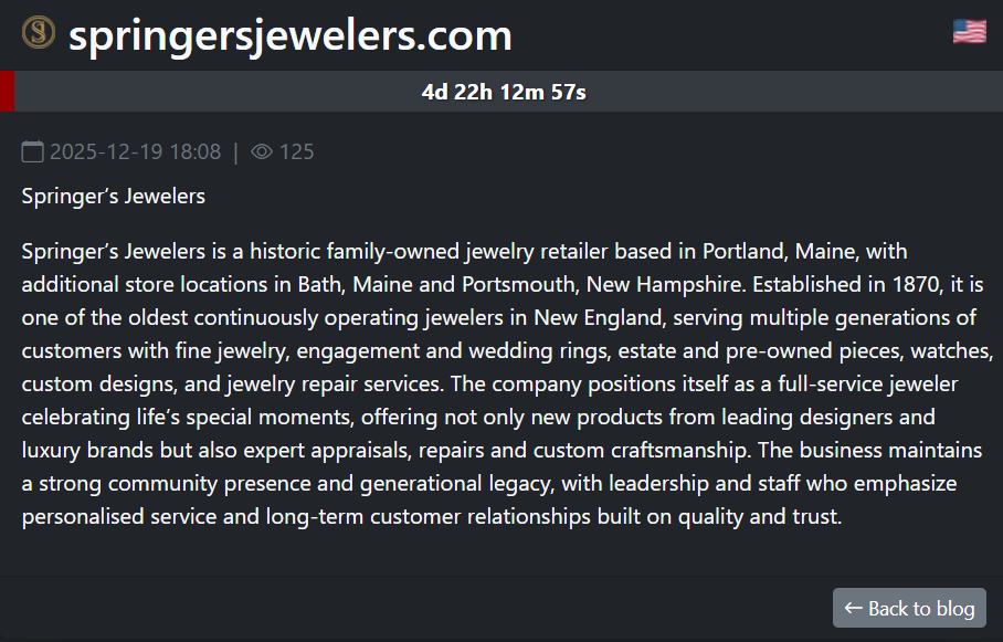 Springer’s Jewelers victim落入SAFEPAY勒索软件手中