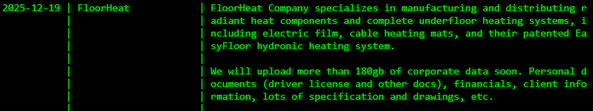 Floorheat victim落入akira勒索软件手中