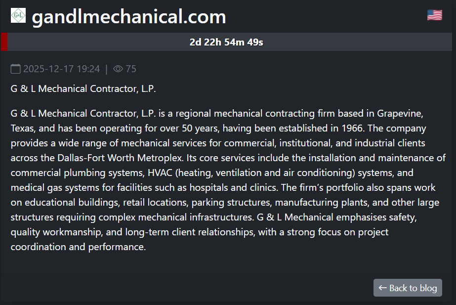 G&L Mechanical Contractor L.P将victim归咎于SAFEPAY勒索软件