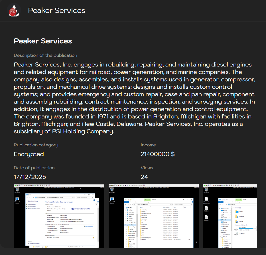 Peaker Services、Inc.将victim降至Sinobi勒索软件
