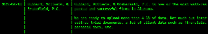 P.C.Hubbard、McIlwain和Brakefield成为Akira勒索软件的受害者