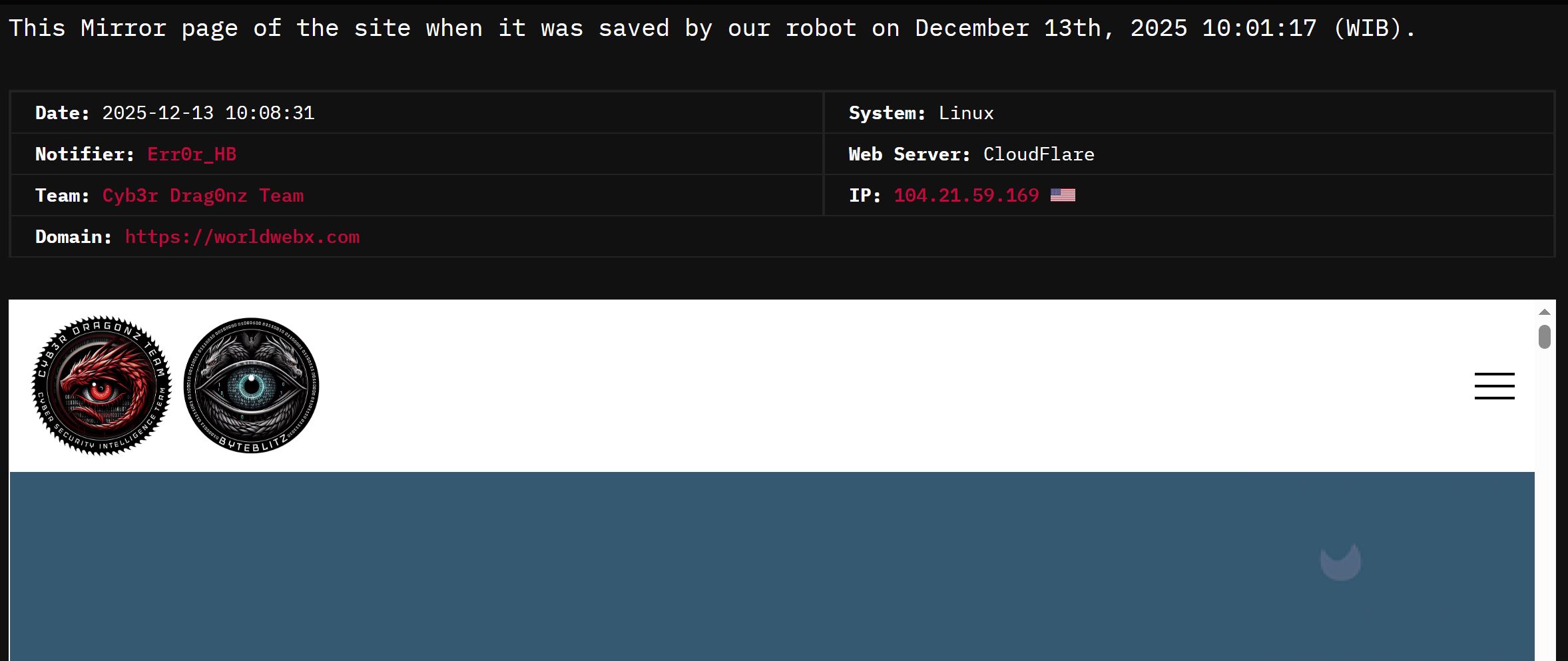 Cyb3r Drag0nz瞄准World WebX网站