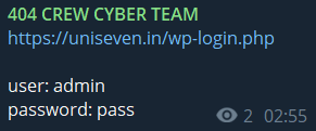 据称向Uniseven工程和基础设施私人有限公司泄露登录凭据。