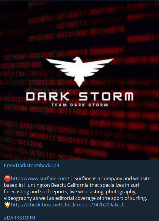 Dark Storm Team瞄准Surfline网站