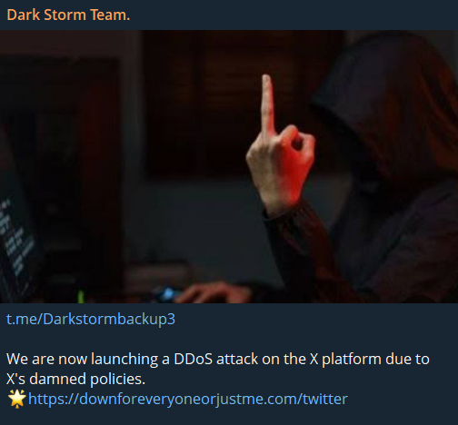 Dark Storm Team声称针对X网站