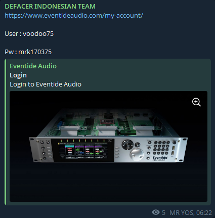 涉嫌向Eventide Audio泄露登录凭据
