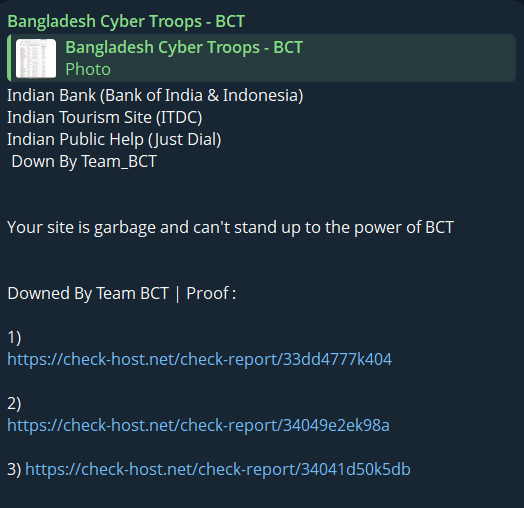 孟加拉Cyber部队-BCT瞄准印度旅游发展公司（ITDC）网站