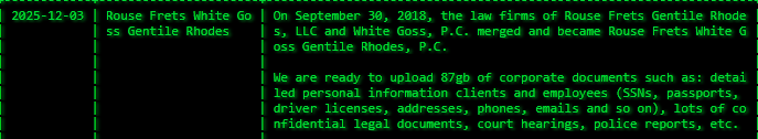 劳斯(Rouse)担心White Goss Gentile Rhodes，P.C.成为Akira勒索软件的受害者